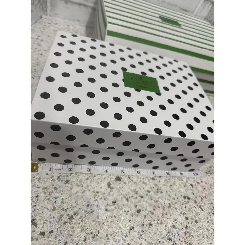 NEW Kate Spade Set of Two Decorative Polka Dot and Striped Nesting Storage Boxes
